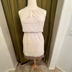 Emma & Michele Cream Lace Midi Dress